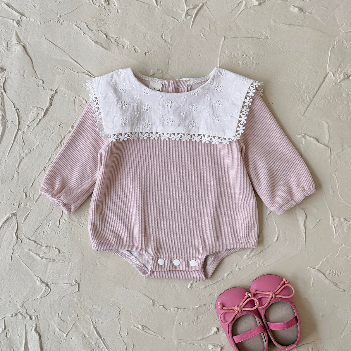 Baby Girls Pink Ruffle Collar Long Sleeve Romper 1-18Months
