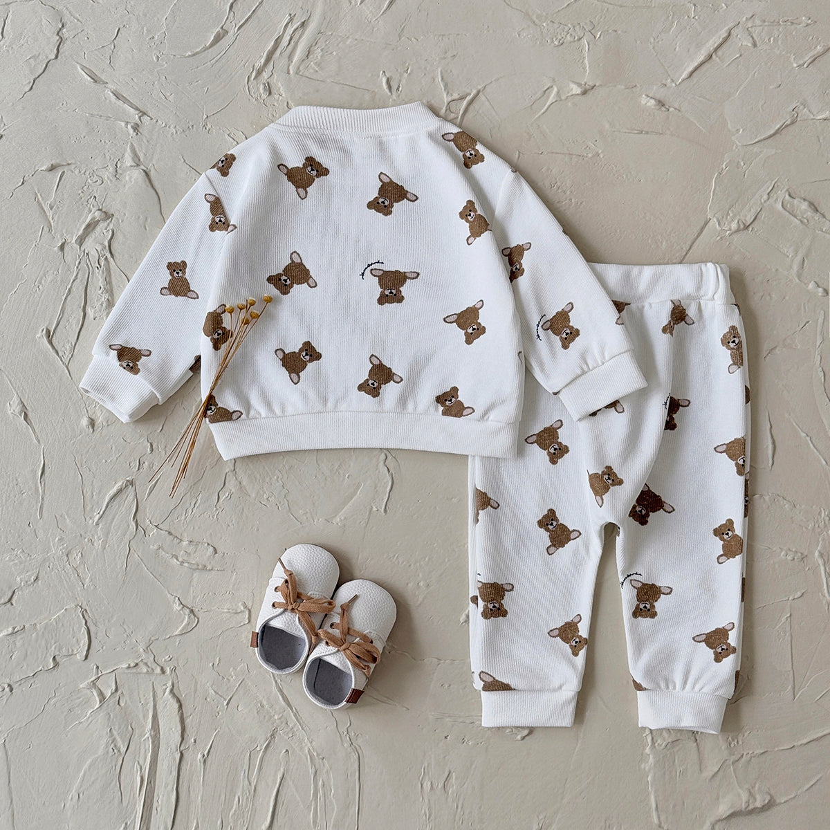 Baby Bear Print Long Sleeve Top and Pants Outfit Set 6Months-3Years