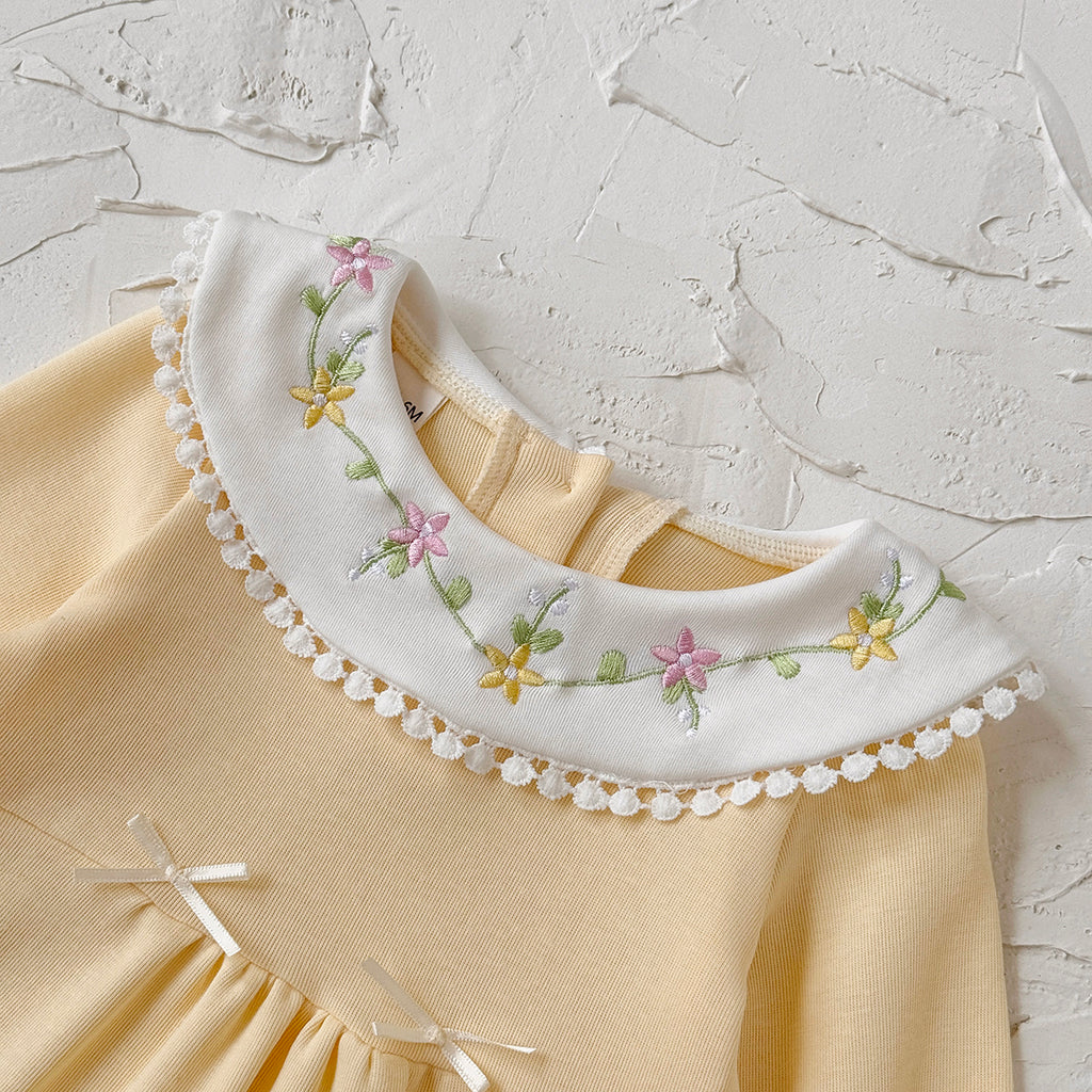 Baby Girls Embroidered Collar Long Sleeve Romper Jumpsuit 1-18Months