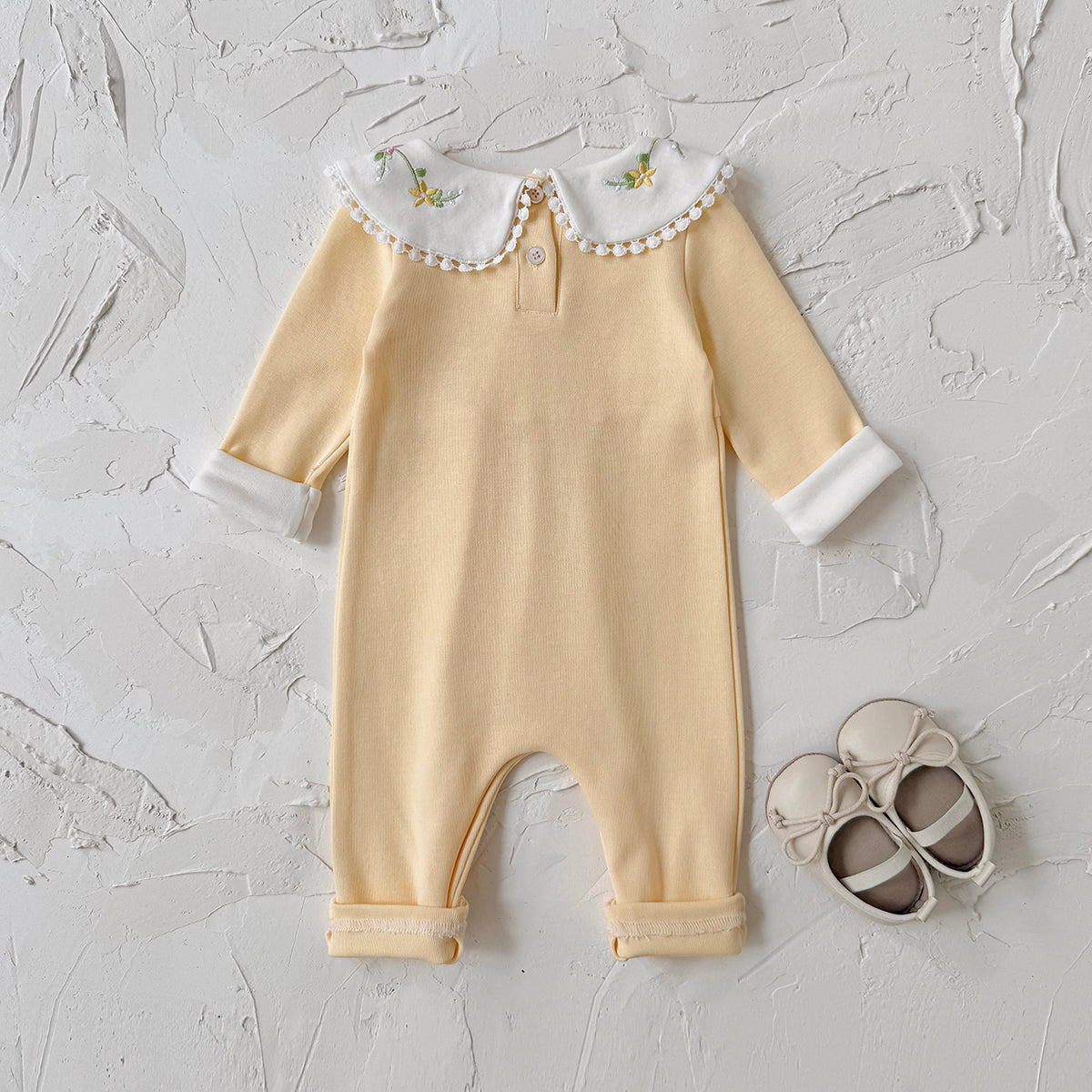 Baby Girls Embroidered Collar Long Sleeve Romper Jumpsuit 1-18Months