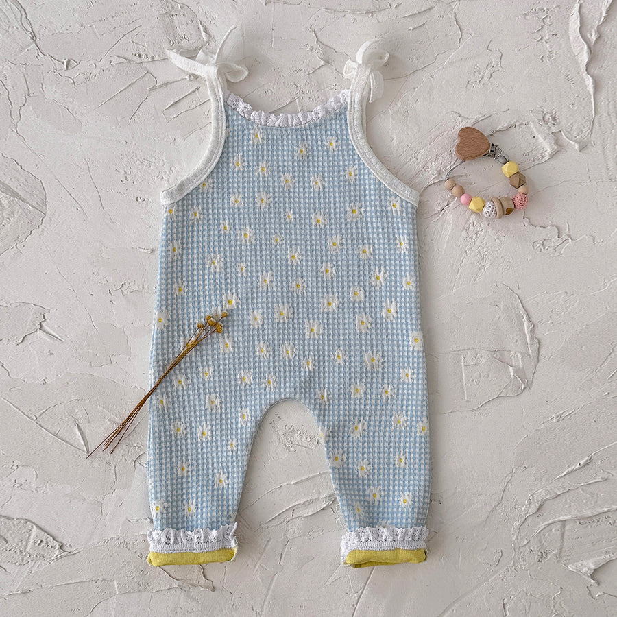 Baby Girl Floral Print Denim Overalls Casual Spring Autumn 6Months-3years
