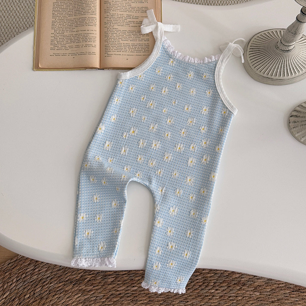 Baby Girl Floral Print Denim Overalls Casual Spring Autumn 6Months-3years