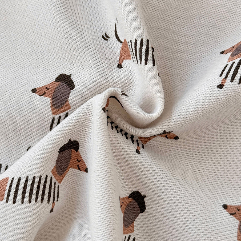 Neutral Baby Puppy Pattern Printed Long Sleeved Jumpsuit 1-18 Months