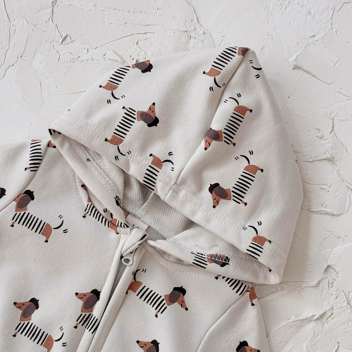 Neutral Baby Puppy Pattern Printed Long Sleeved Jumpsuit 1-18 Months