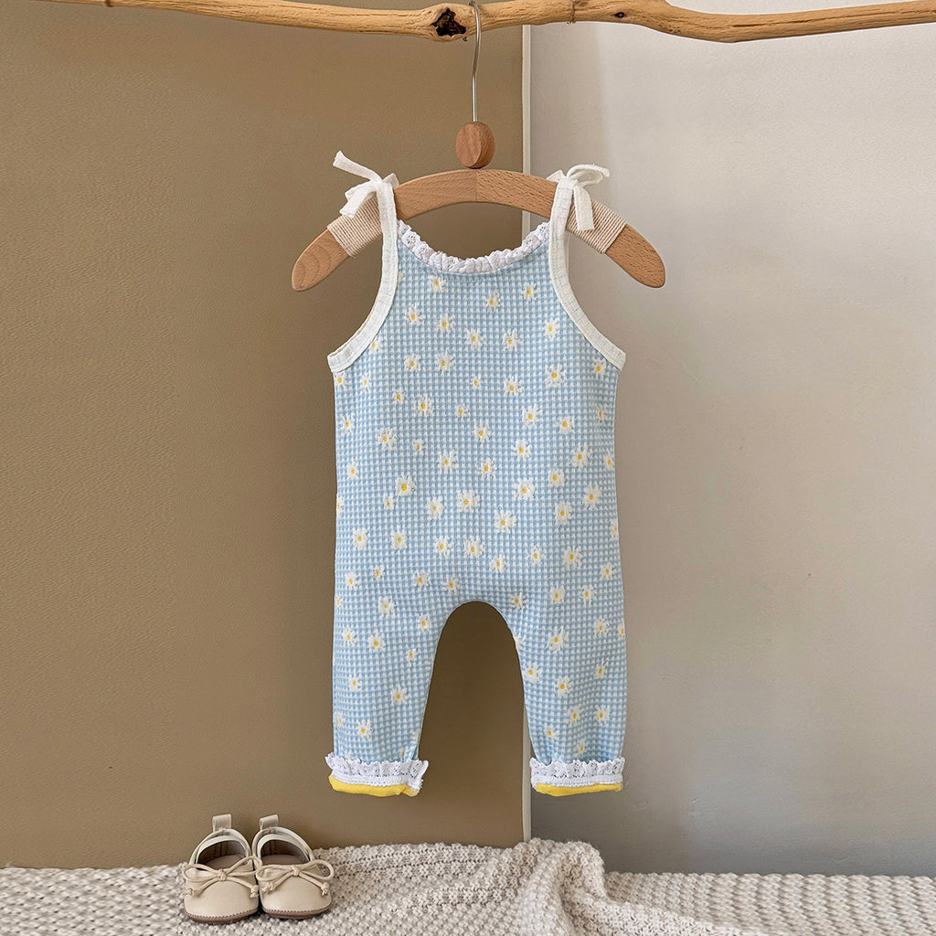 Baby Girl Floral Print Denim Overalls Casual Spring Autumn 6Months-3years
