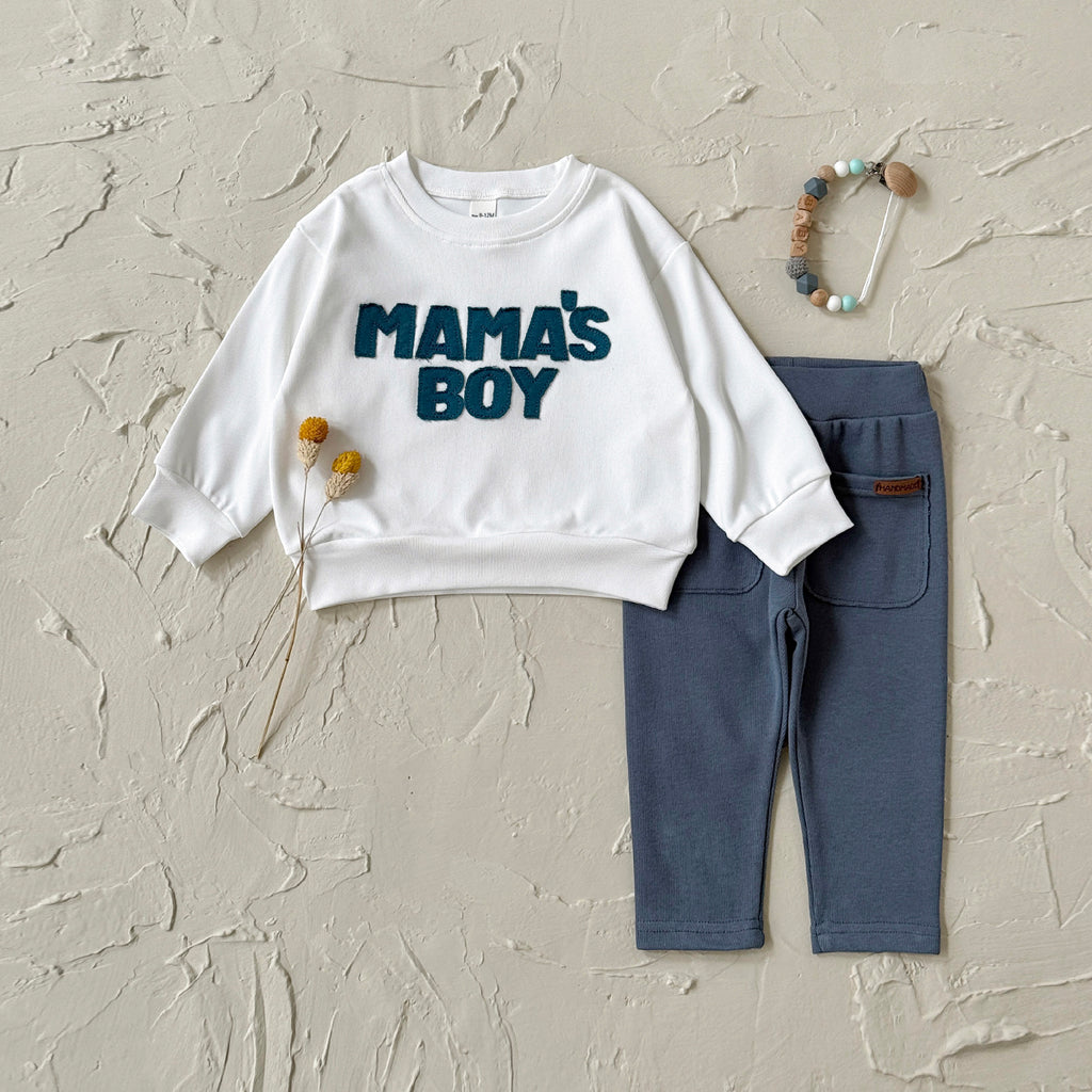 3 Colors Baby Boy 2Pcs Outfit, Letter Sweatshirt Pocket Pants Baby Set