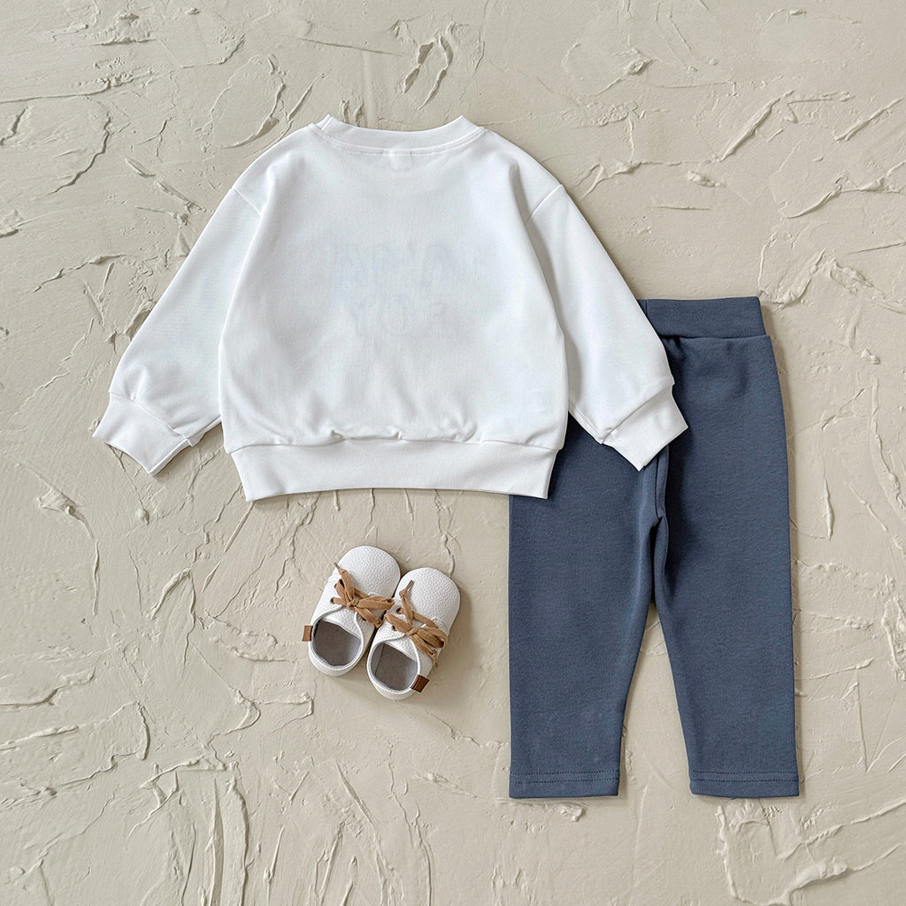 3 Colors Baby Boy 2Pcs Outfit, Letter Sweatshirt Pocket Pants Baby Set