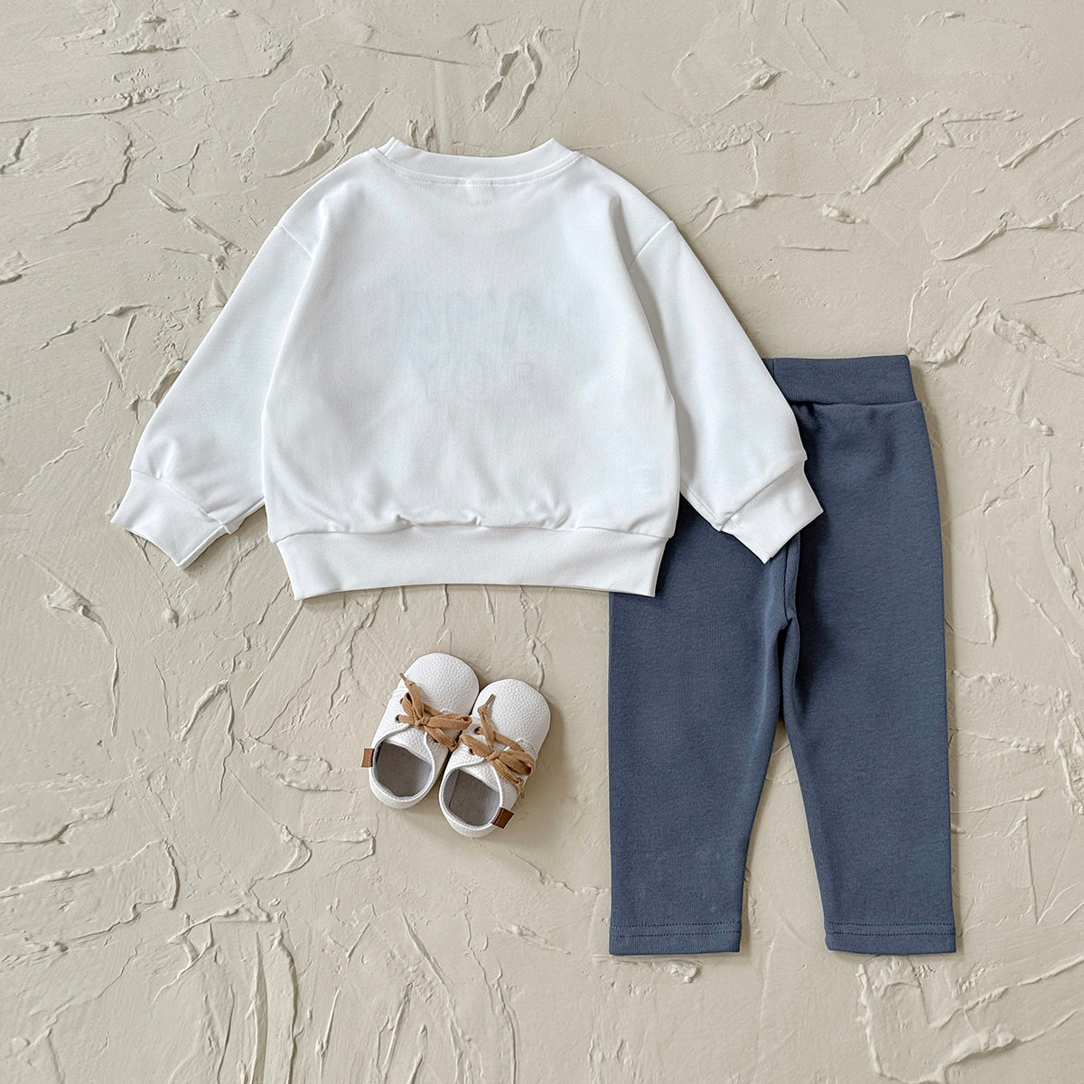3 Colors Baby Boy 2Pcs Outfit, Letter Sweatshirt Pocket Pants Baby Set