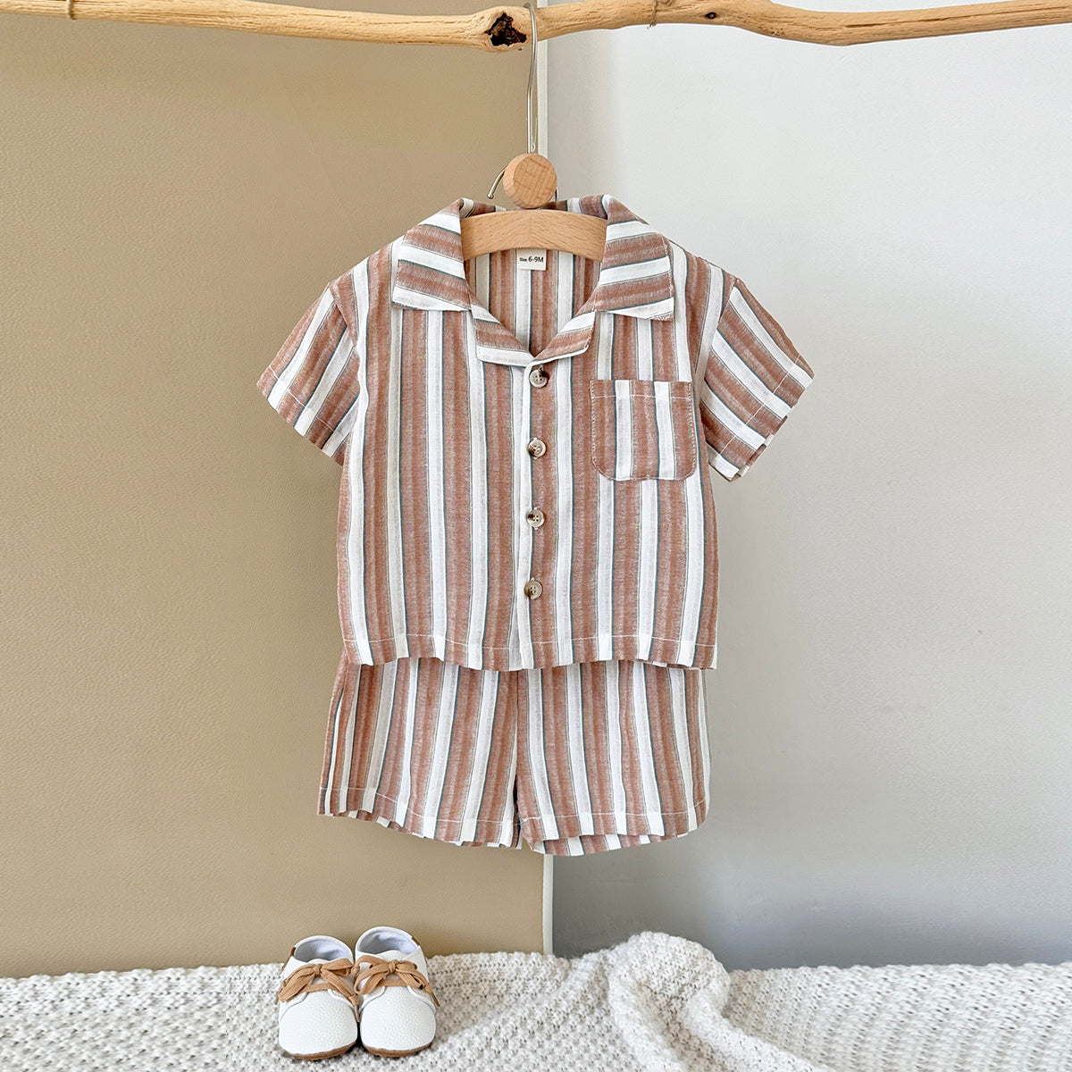 Handsome Striped Short Sleeve Set for Baby Boys