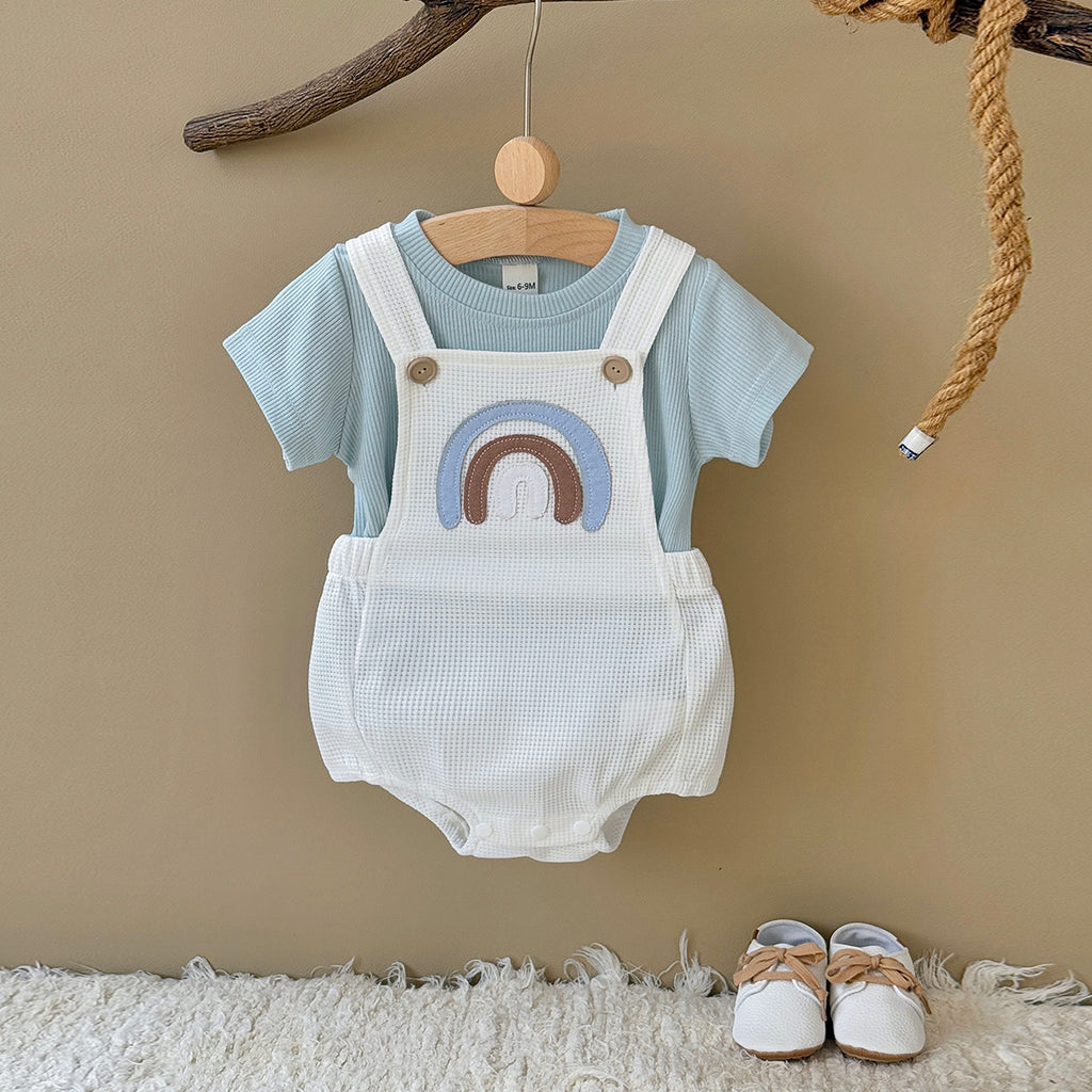 Summer Rainbow Applique Short Sleeve Romper Set