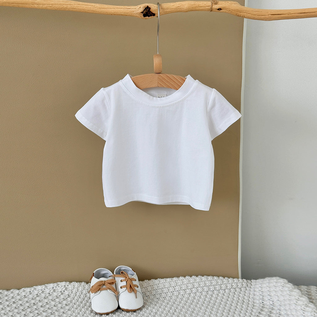 Baby Plain White Short Sleeve Crew Neck T-Shirt