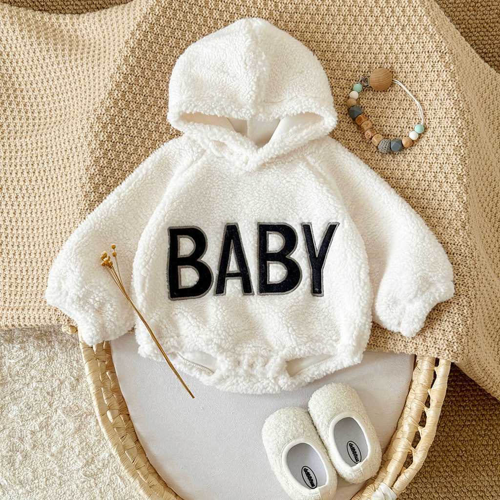 Neutral baby letter pattern long sleeved winter jumpsuit for 1-18 months