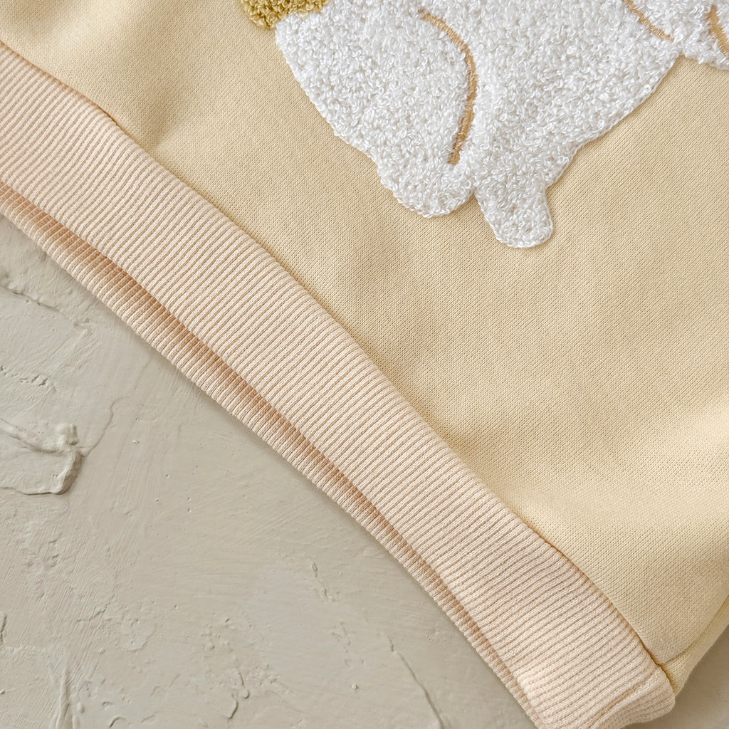 Yellow embroidered rabbit long-sleeved plush set (0-3 years)