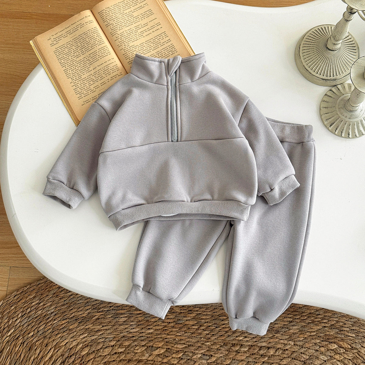 Male Infant Grey Long Sleeve Fleece Set 0-3 Years Old
