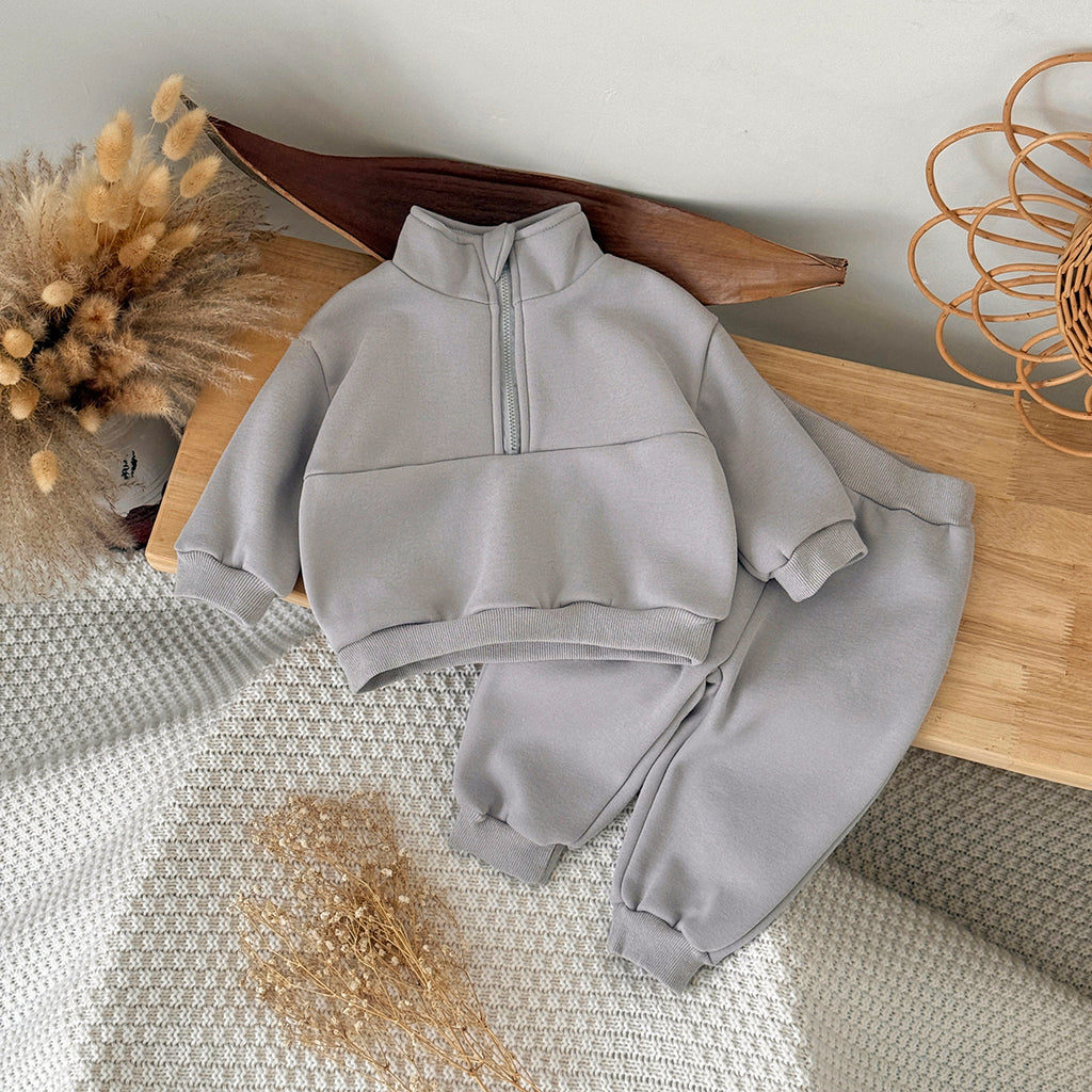 Male Infant Grey Long Sleeve Fleece Set 0-3 Years Old