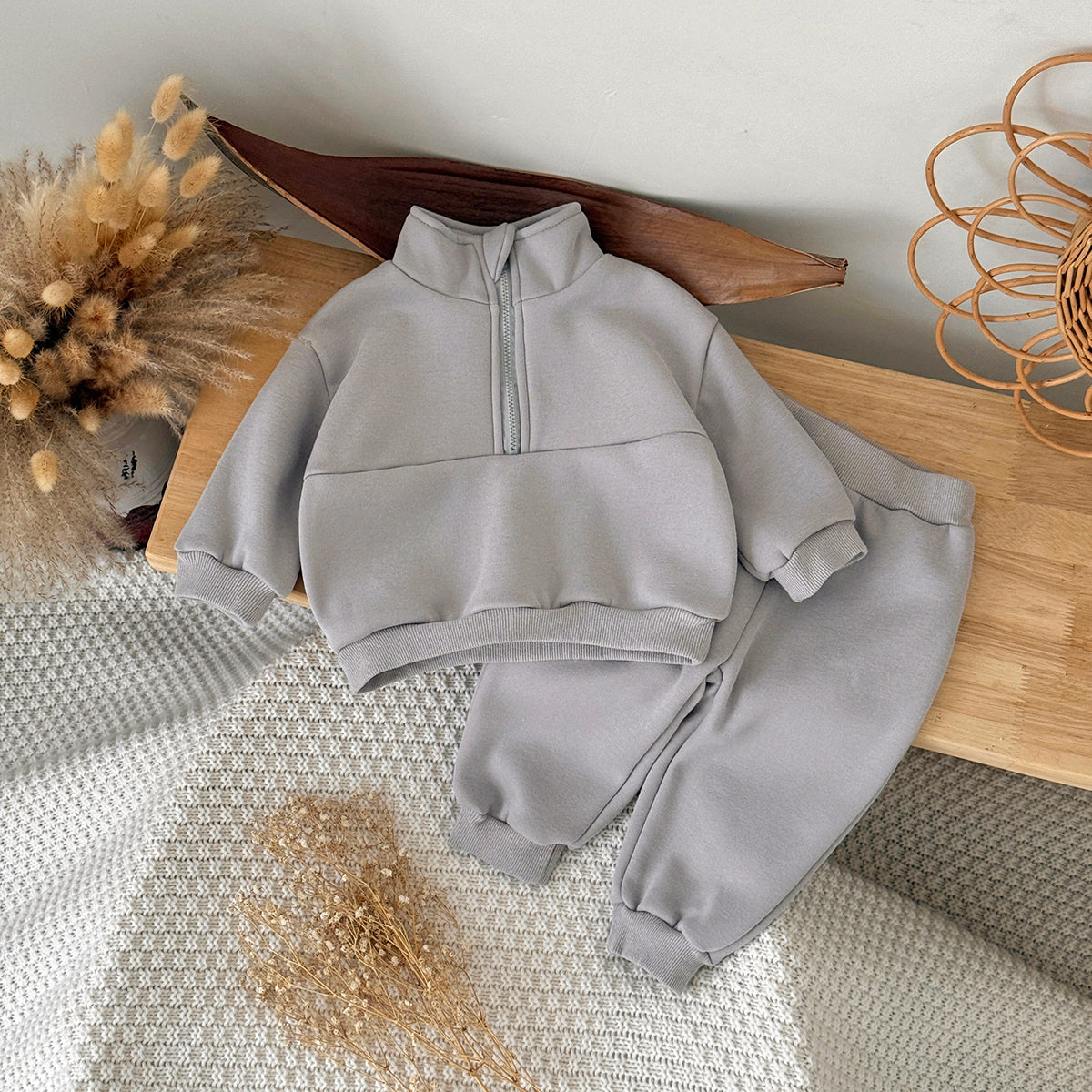 Male Infant Grey Long Sleeve Fleece Set 0-3 Years Old