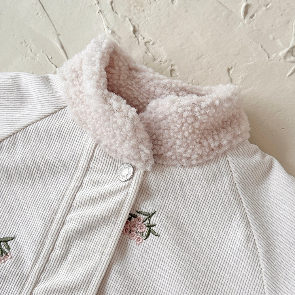 Beige embroidered winter jacket for 0-3 years old