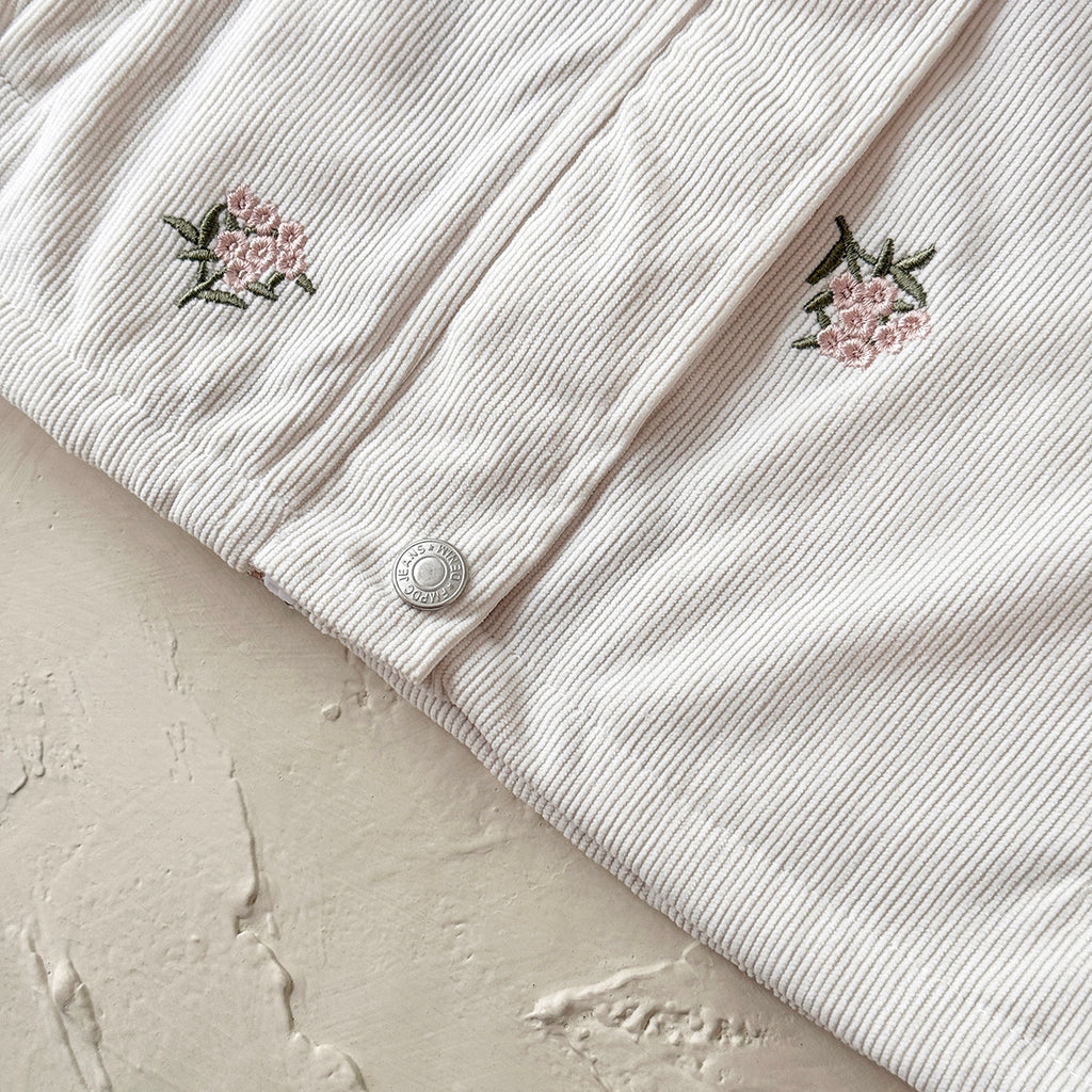Beige embroidered winter jacket for 0-3 years old
