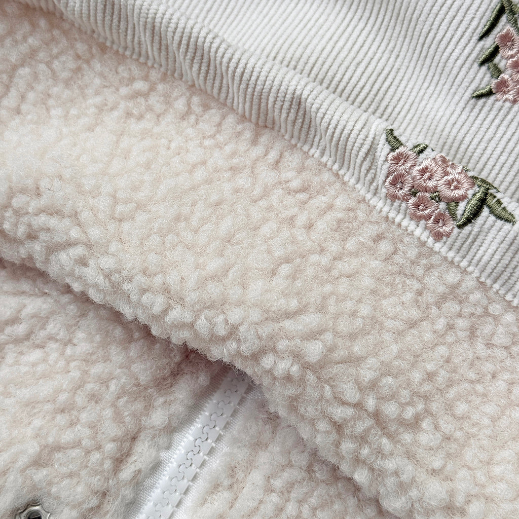 Beige embroidered winter jacket for 0-3 years old