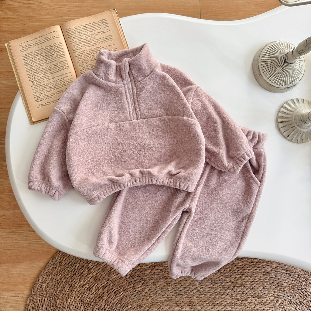 Pink Lotus Baby Fleece Set for Autumn/Winter (0-3 Years)