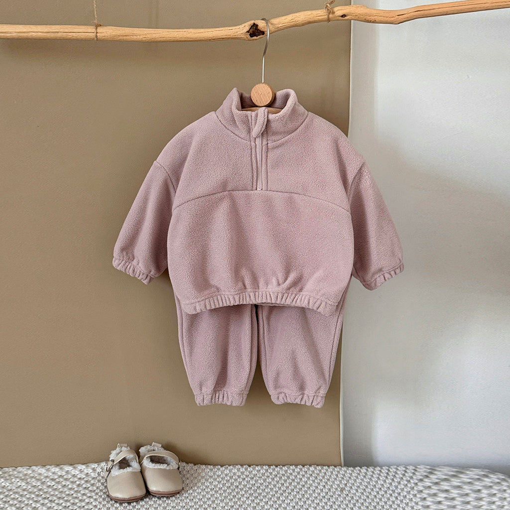Pink Lotus Baby Fleece Set for Autumn/Winter (0-3 Years)