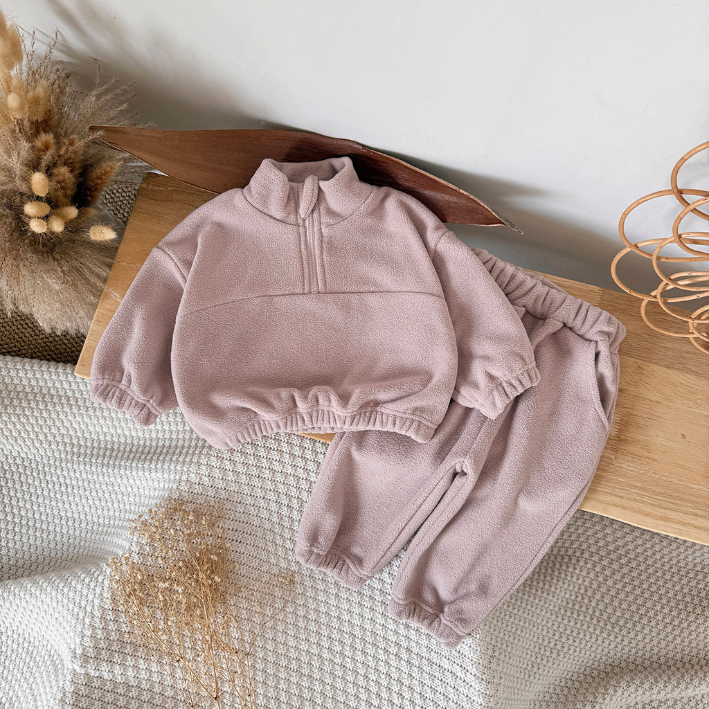 Pink Lotus Baby Fleece Set for Autumn/Winter (0-3 Years)