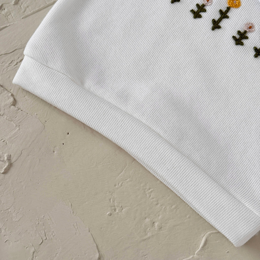 Baby Girl White Flower Embroidered Long Sleeve Set 0-3 Years Old
