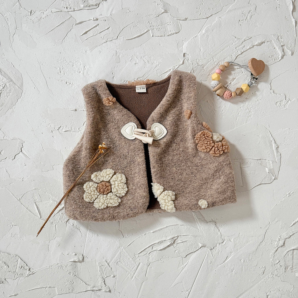 Baby girl flower woolen jacket autumn and winter 0-3 years old