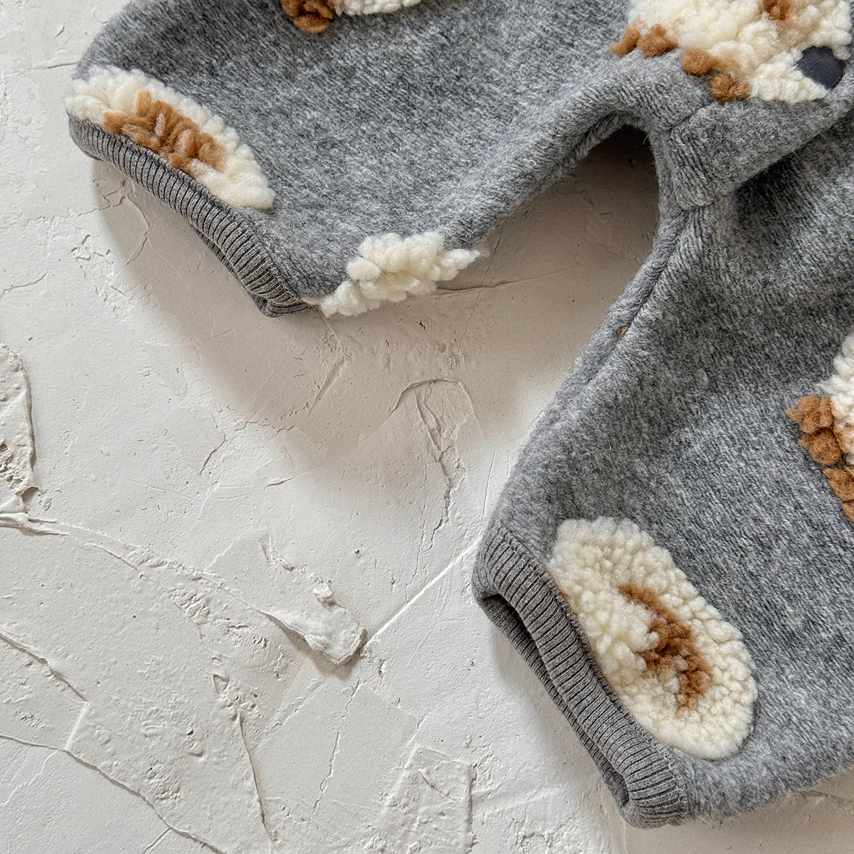 3D Sheep Hooded Romper Grey Long Sleeve Newborn Winter Outfit