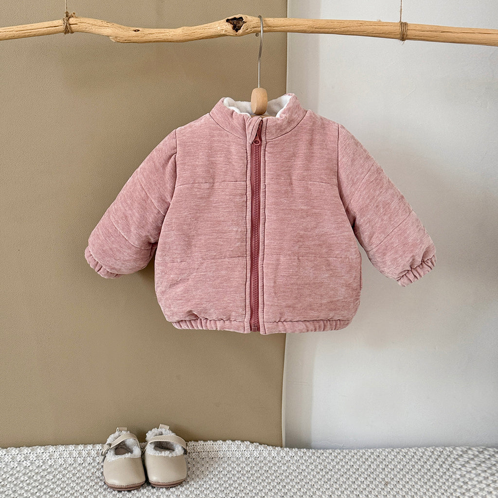 珊瑚粉色女婴棉服大衣0-3岁