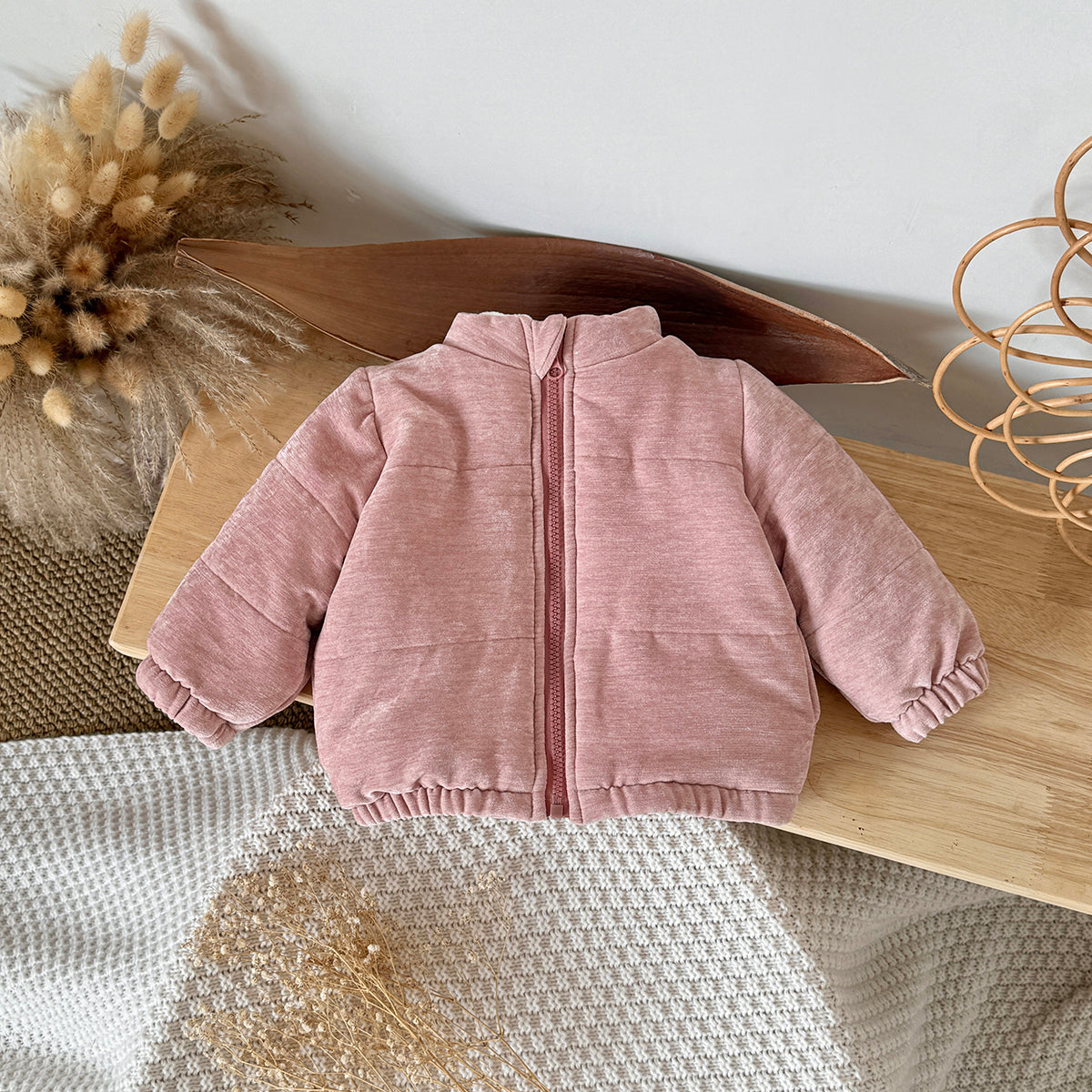 珊瑚粉色女婴棉服大衣0-3岁