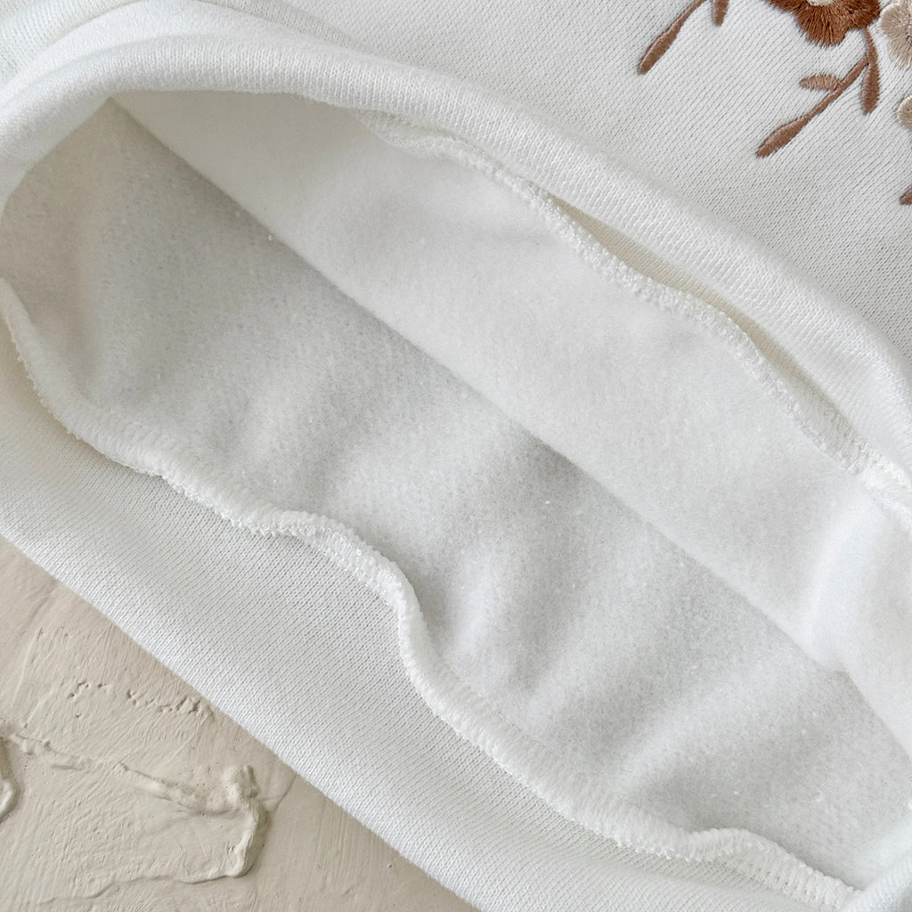 White flower embroidered baby girl pants set