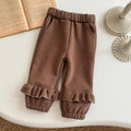 Forest Style Girls Thick Winter Sweatpants Ruffle Hem Infant Warm Trousers