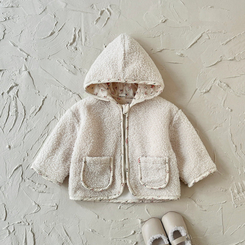 Baby girl floral hooded jacket for winter 0-3 years old