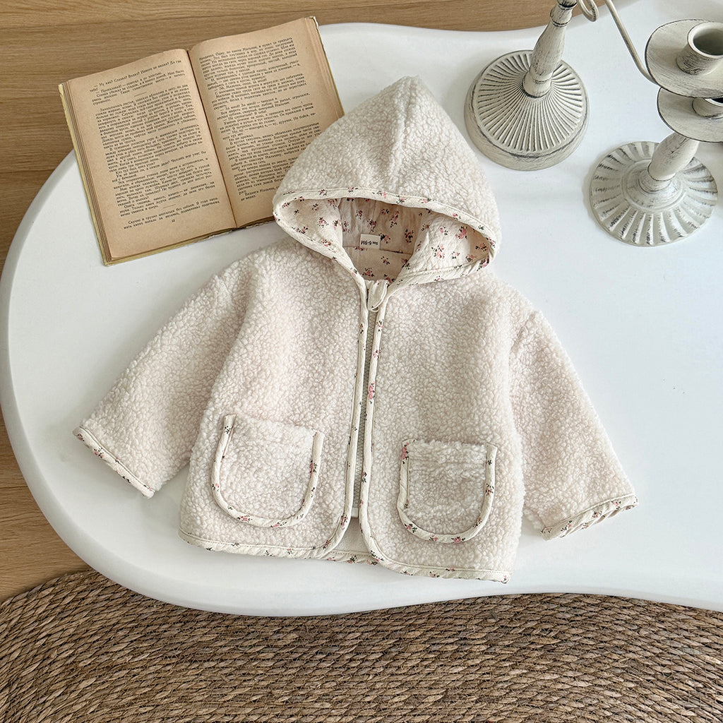 Baby girl floral hooded jacket for winter 0-3 years old