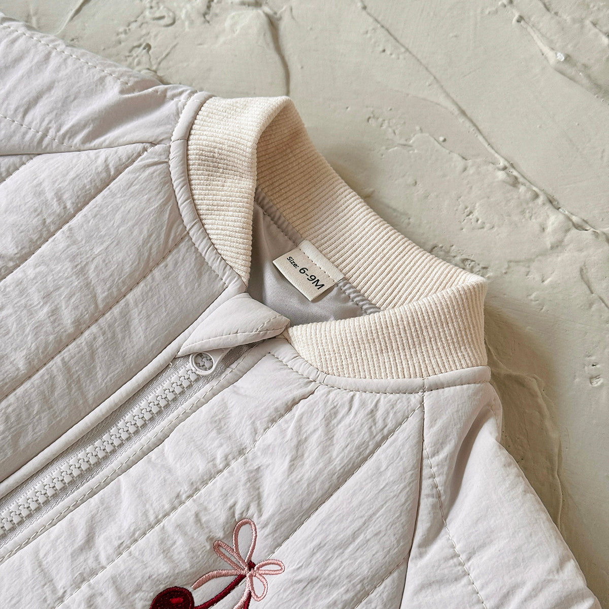 Fun Cartoon Embroidery Infant Quilted Coat Vertical Stitch Toddler Fall Jacket