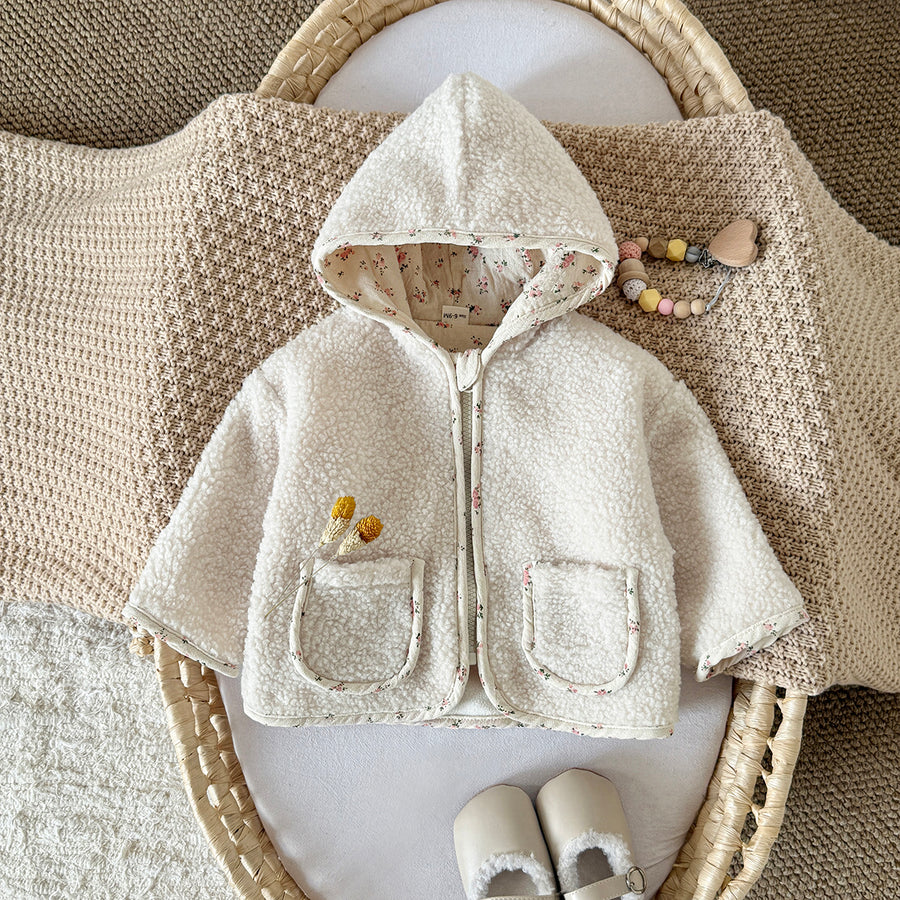Baby girl floral hooded jacket for winter 0-3 years old