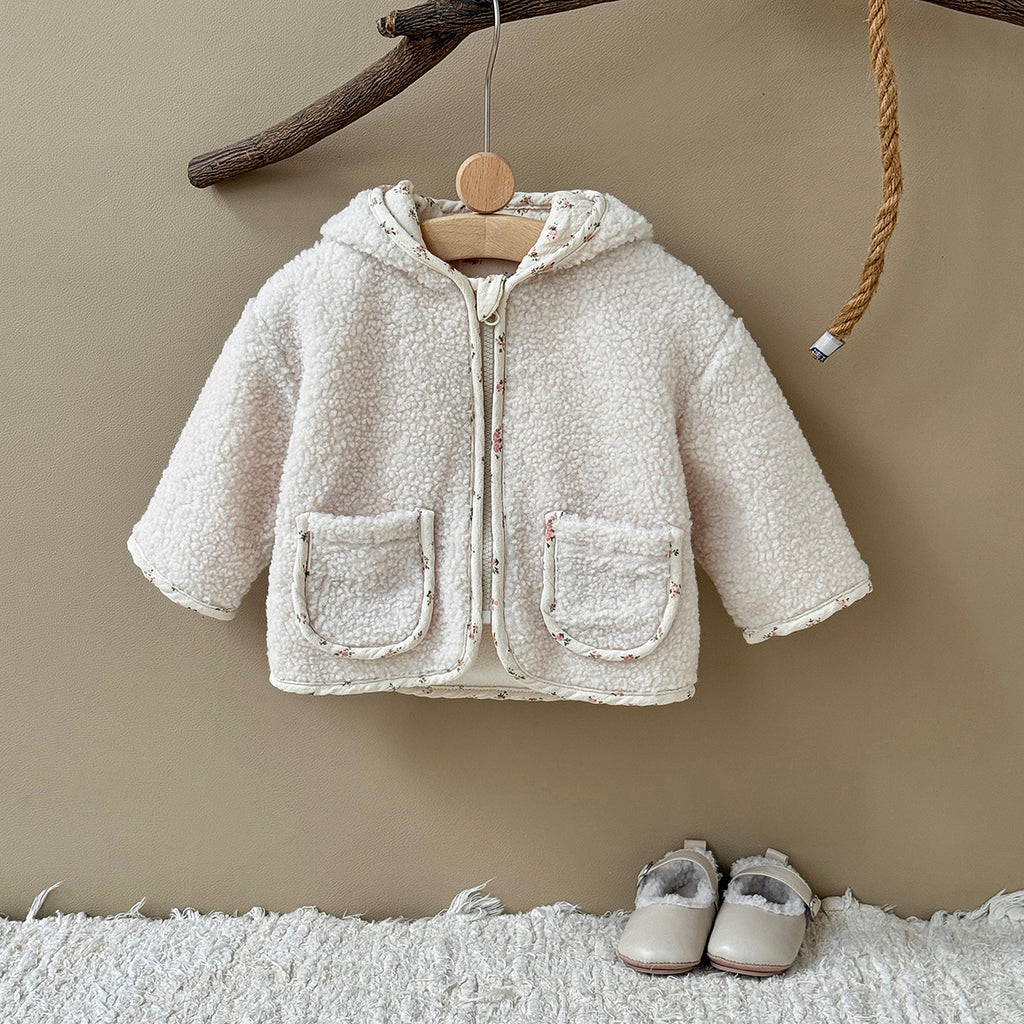 Baby girl floral hooded jacket for winter 0-3 years old