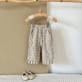 Simple Forest Girls Floral Pants Rib Texture Ruffle Hem Toddler Casual Pants