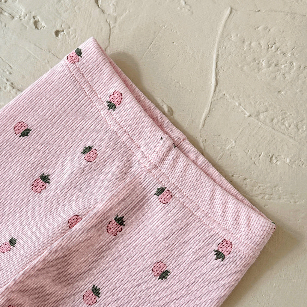 Sweet Infant Strawberry Set Pink Print Girls Bow Collar 2Pcs Outfit