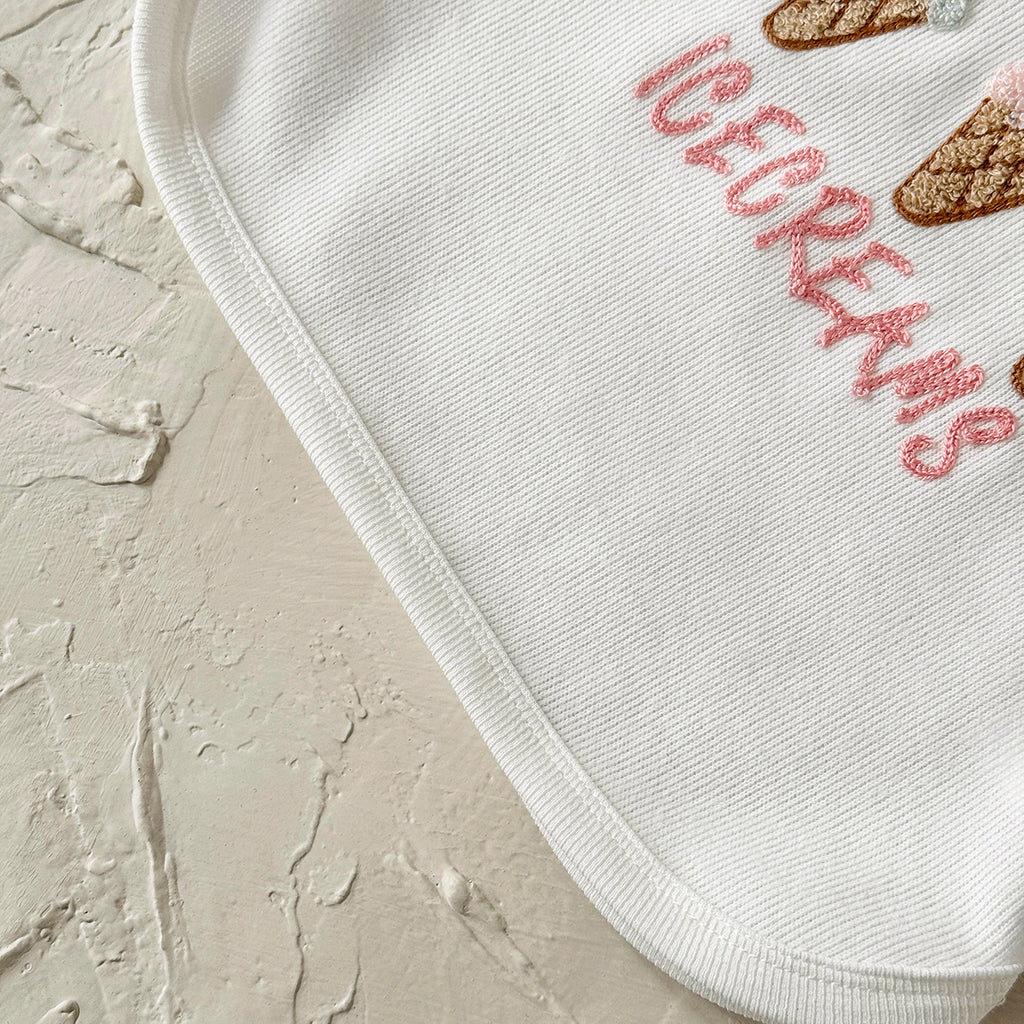 Baby girl white ice cream towel embroidery set 0-3 years old