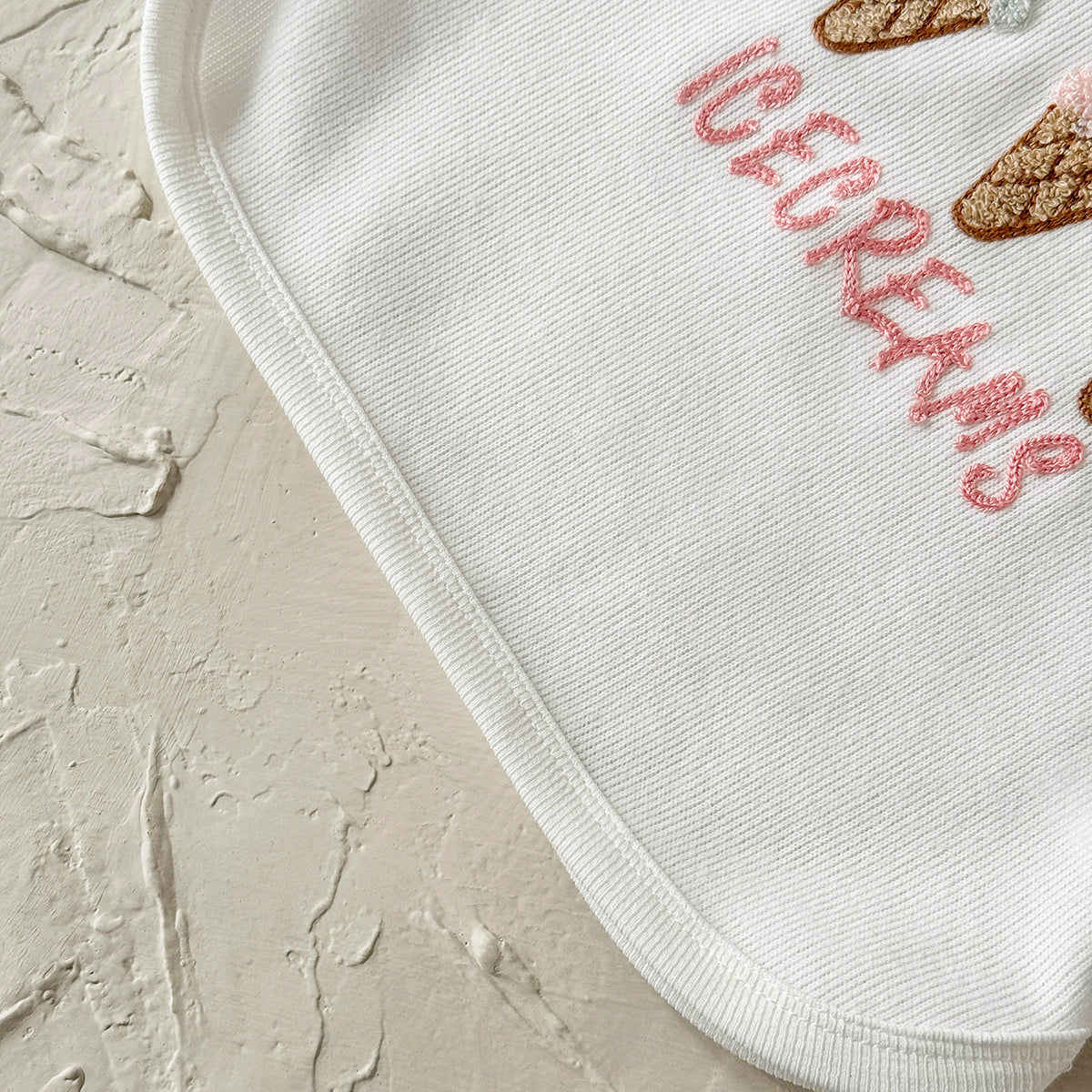 Baby girl white ice cream towel embroidery set 0-3 years old