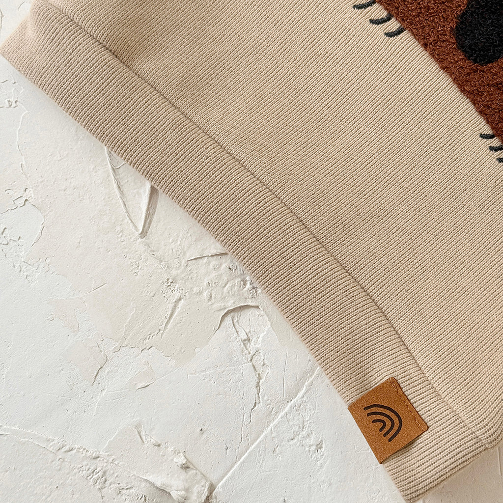 Baby Brown Insect Towel Embroidered Pants Set