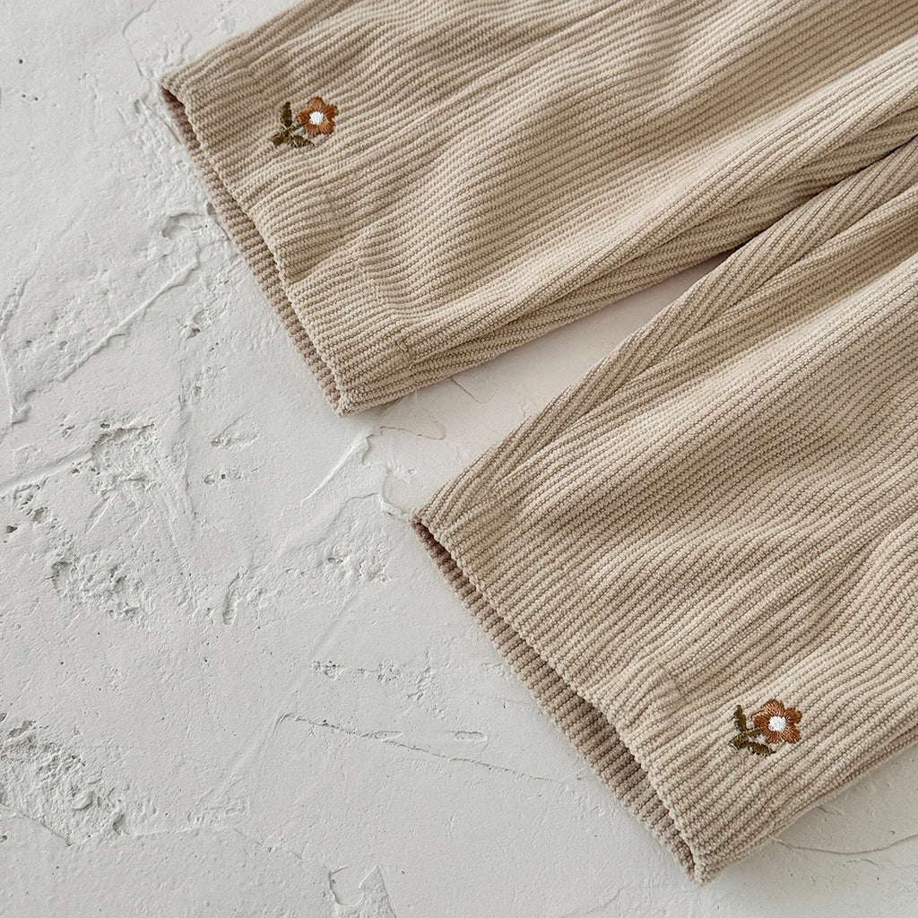 Boys and Girls Corduroy Flower Embroidered Pants