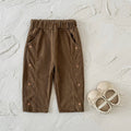 Boys and Girls Corduroy Flower Embroidered Pants