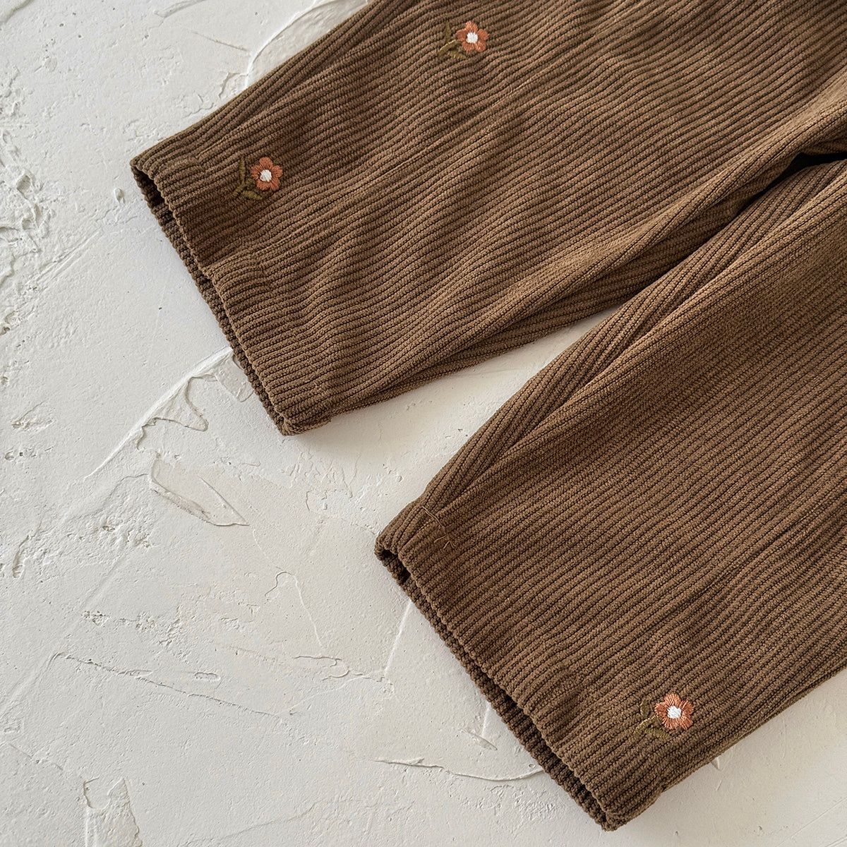 Boys and Girls Corduroy Flower Embroidered Pants
