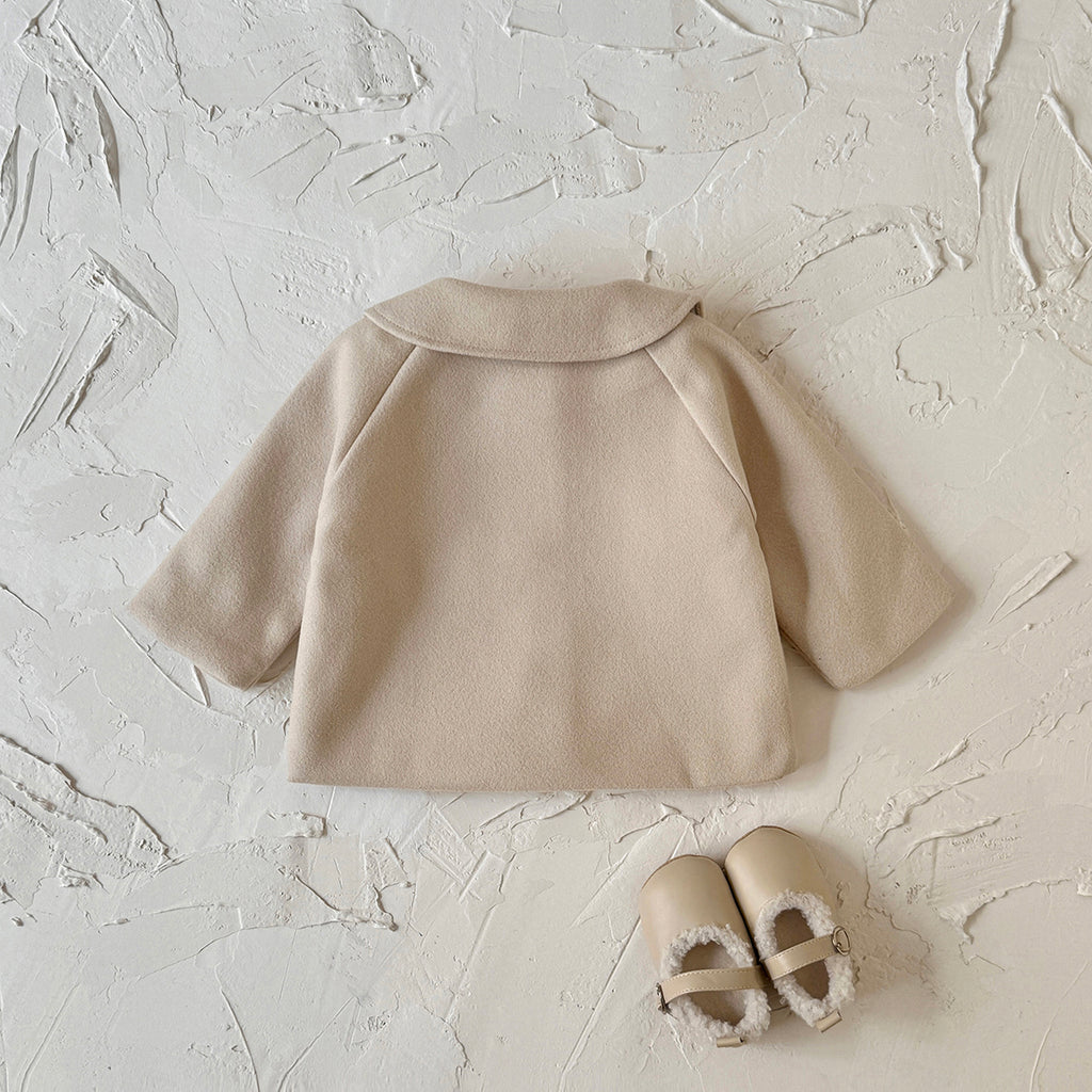 Korean Girls Embroidery Collar Wool Coat Baby Autumn Short Jacket