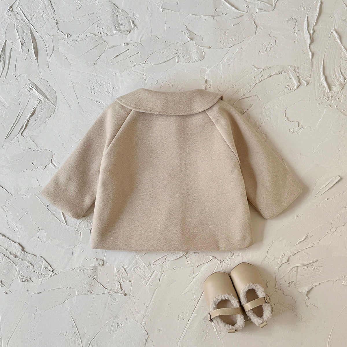 Korean Girls Embroidery Collar Wool Coat Baby Autumn Short Jacket