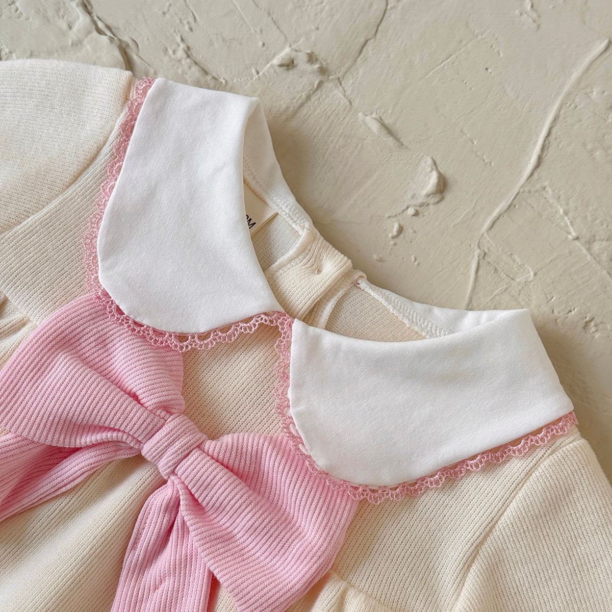 Gentle Cream Girls 2Pcs Big Pink Bow Collar Top Slim Fit Leggings
