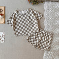 Checkered Baby Waffle 2Pcs Outfit Short Sleeve Tee & Shorts